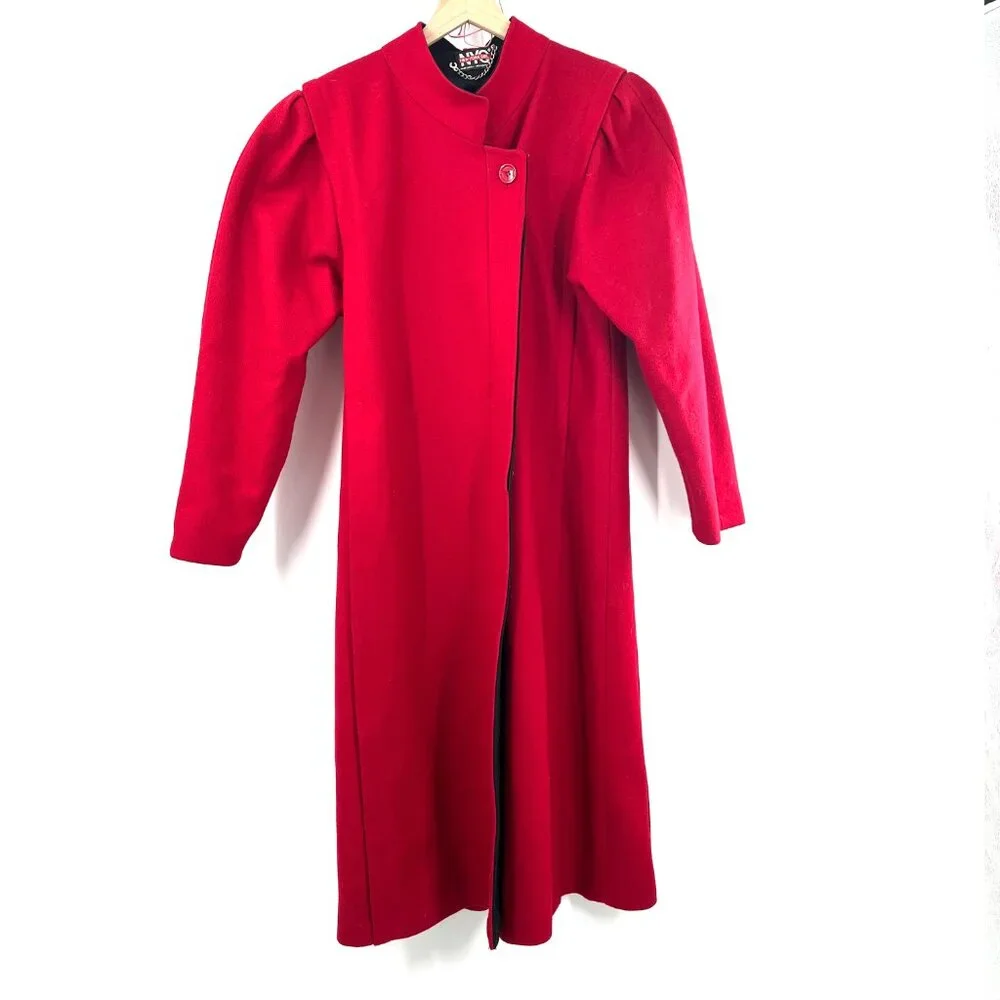 Vintage union made NYG new york girl red wool trench coat glamorous chic‎ 16